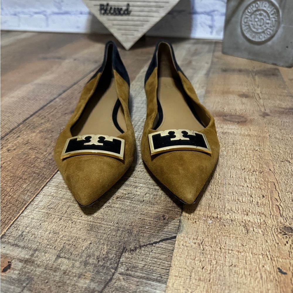 TORY BURCH- Women's Gigi Pointed Toe Color-Block Flats Size 9 - Picture 6 of 11